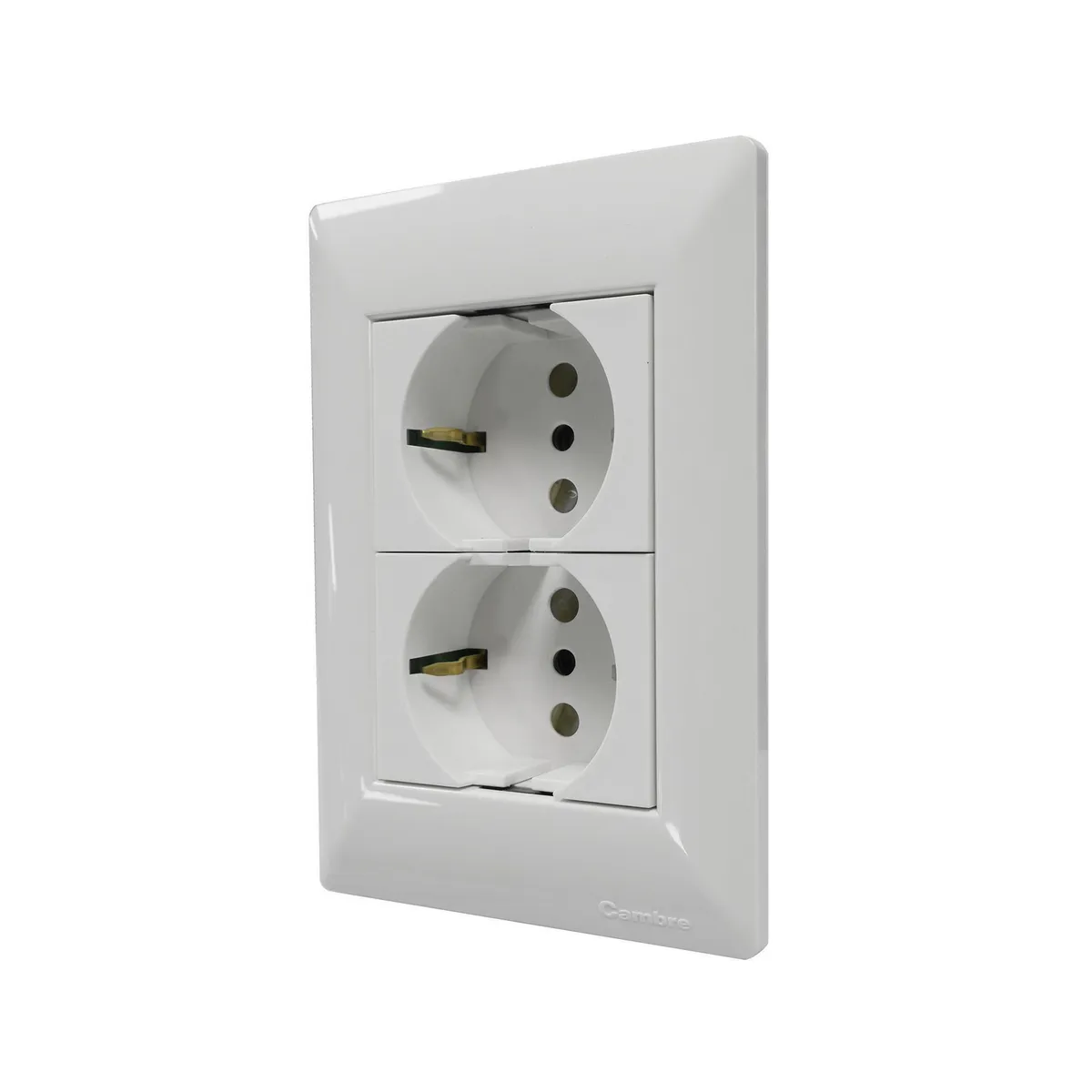CAMBRE - Tomacorriente Doble Schuko Blanco 10-16A 250V Con Placa Cambre