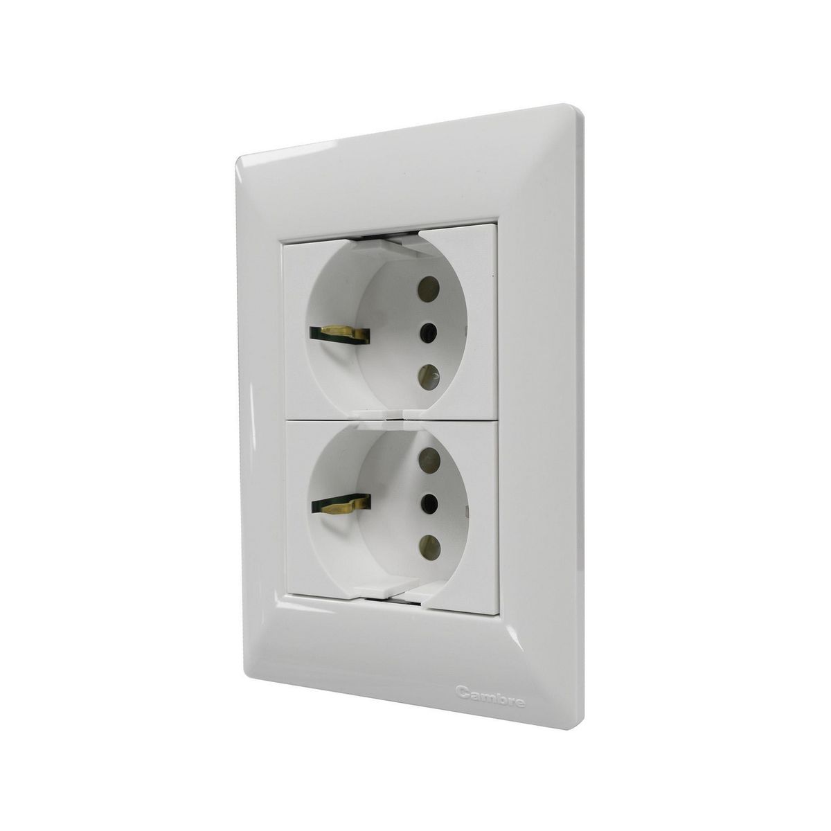 CAMBRE - Tomacorriente Doble Schuko Blanco 10-16A 250V Con Placa Cambre
