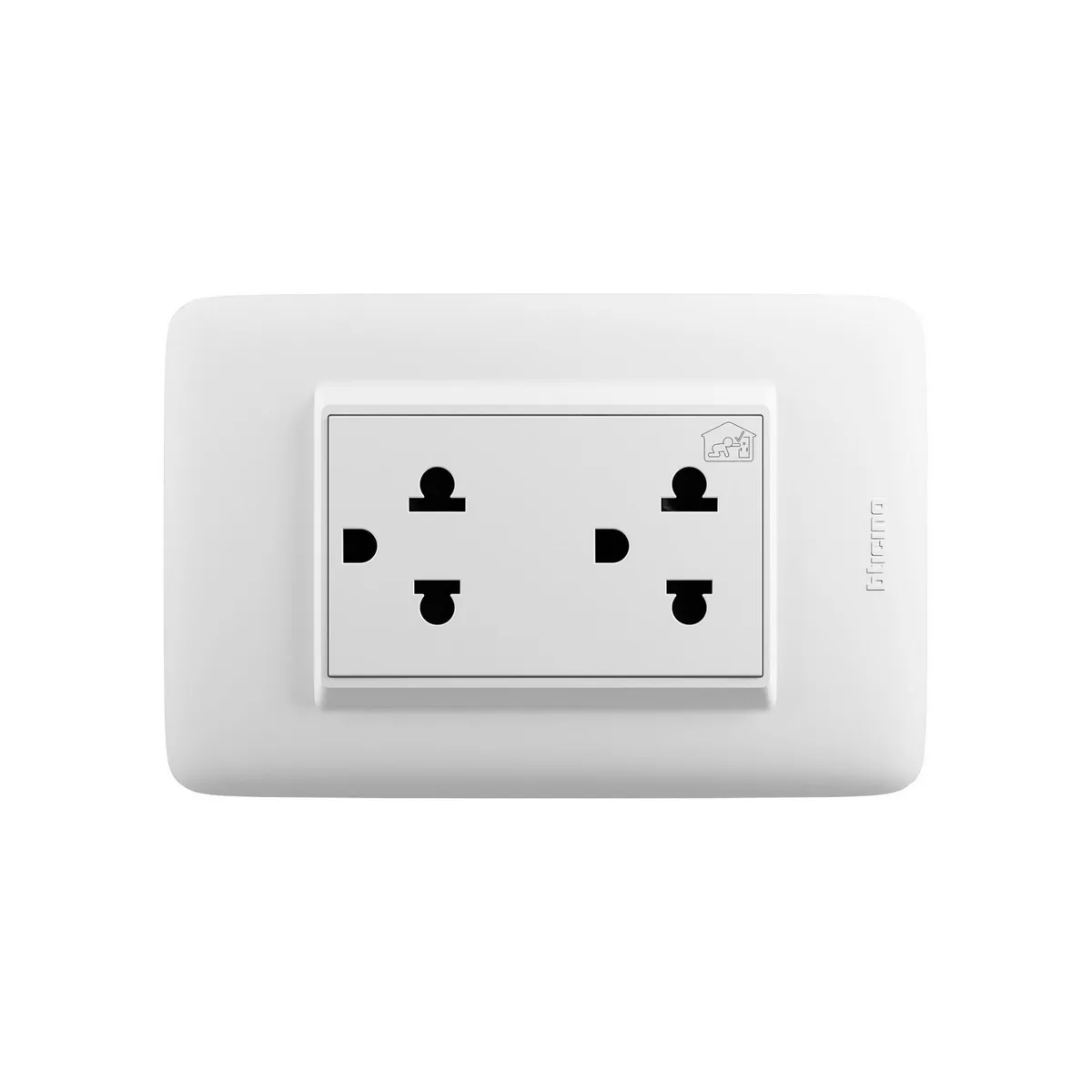 BTICINO - Tomacorriente Universal Doble 2P+T Doméstico Placa Blanco