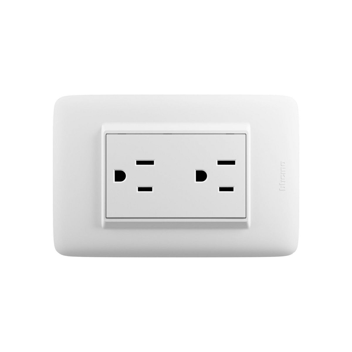 BTICINO - Toma Americano Duplex 2P+T 15A Domino Sencia Plus Blanco