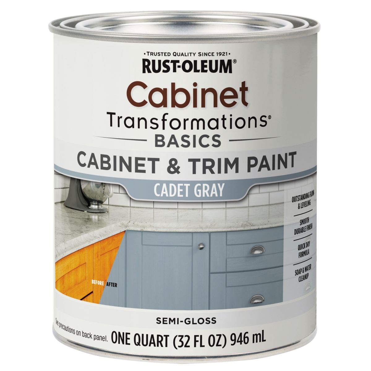 RUST OLEUM - Pintura Cabinet para Muebles y Melamina Gris Claro Semi-brillante 946ml