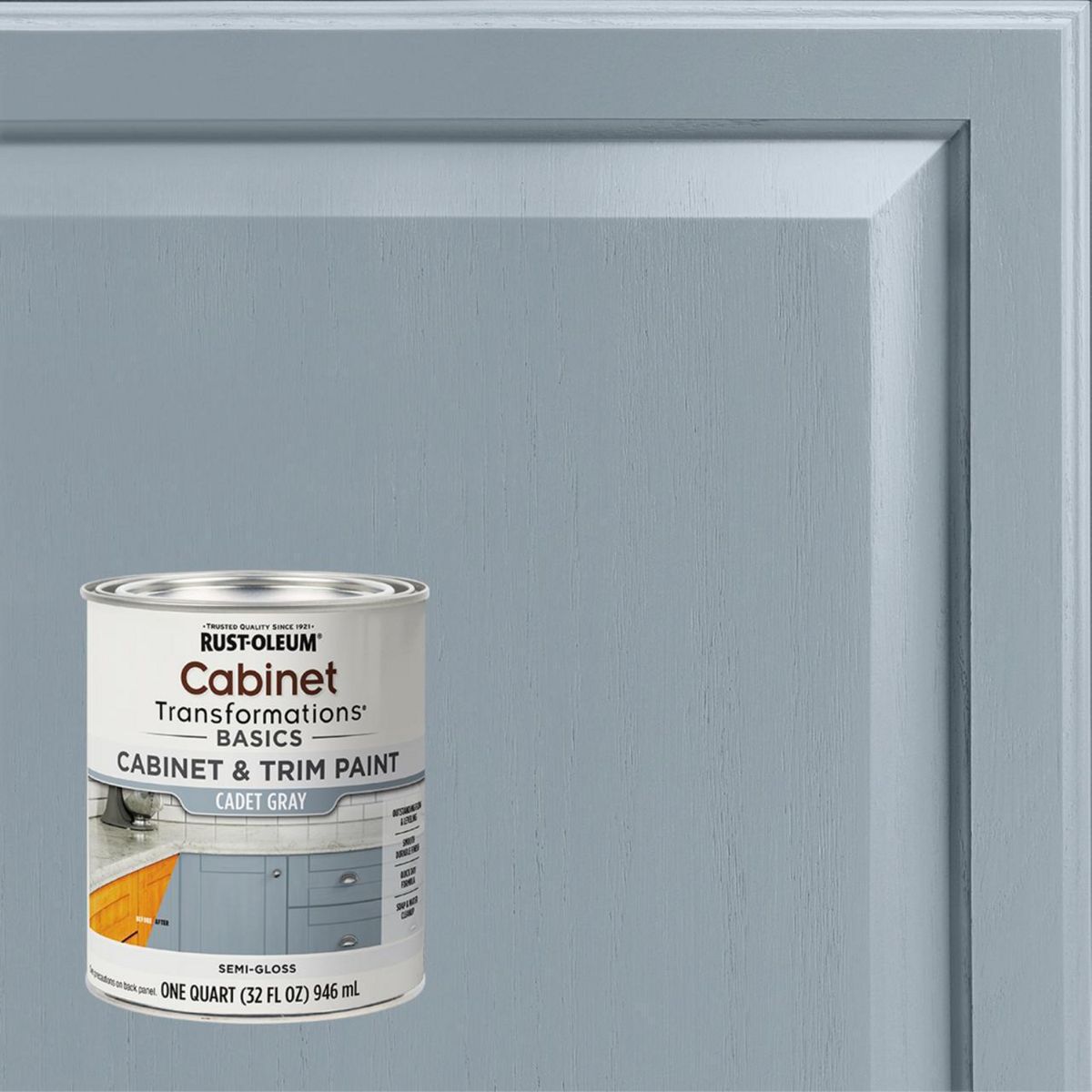 RUST OLEUM - Pintura Cabinet para Muebles y Melamina Gris Claro Semi-brillante 946ml