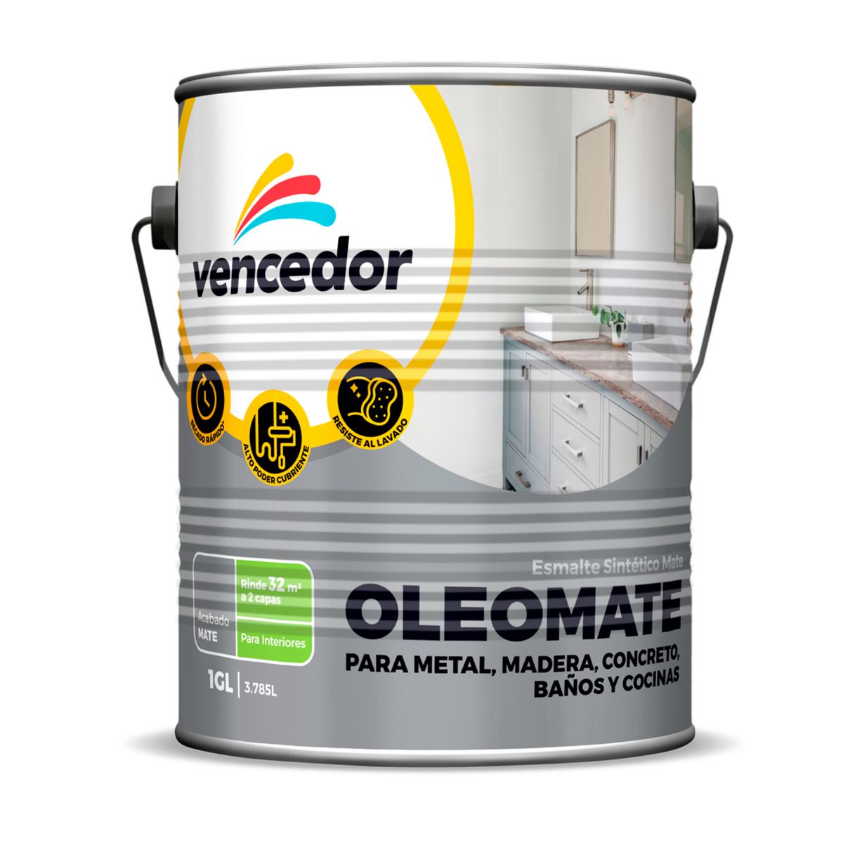 VENCEDOR - Esmalte Vencedor Oleomate Base Lleno Mate 1/4 Galón