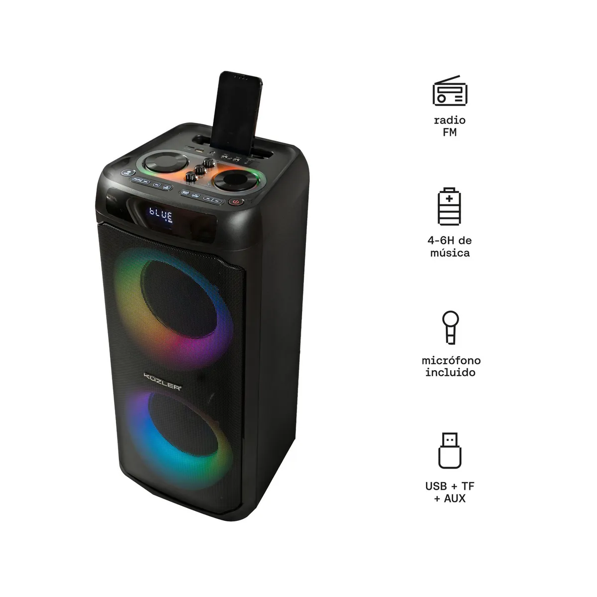 KUZLER - Parlante Karaoke LED ROCKBOX-1