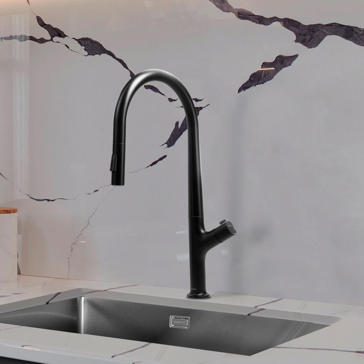 VAINSA - Grifería de Cocina Monomando con Sensor Negroni Negro Mate