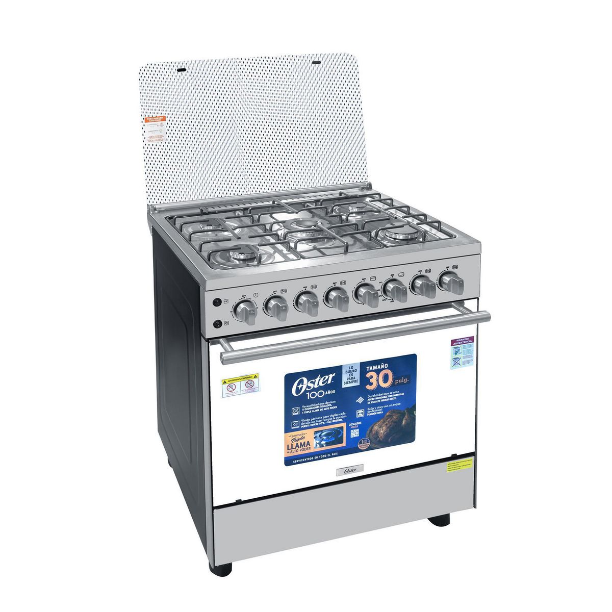 OSTER - Cocina a Gas 5 Hornillas Acero Inoxidable OS-PGSGC30051GISM
