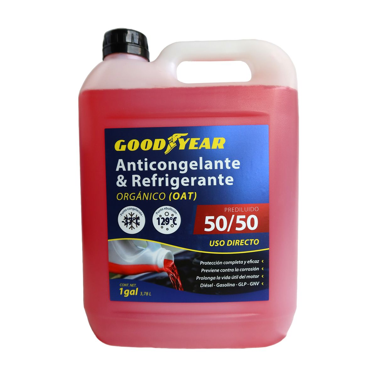 GOODYEAR - Refrigerante Anticongelante 50% Red Oat 1 Galón