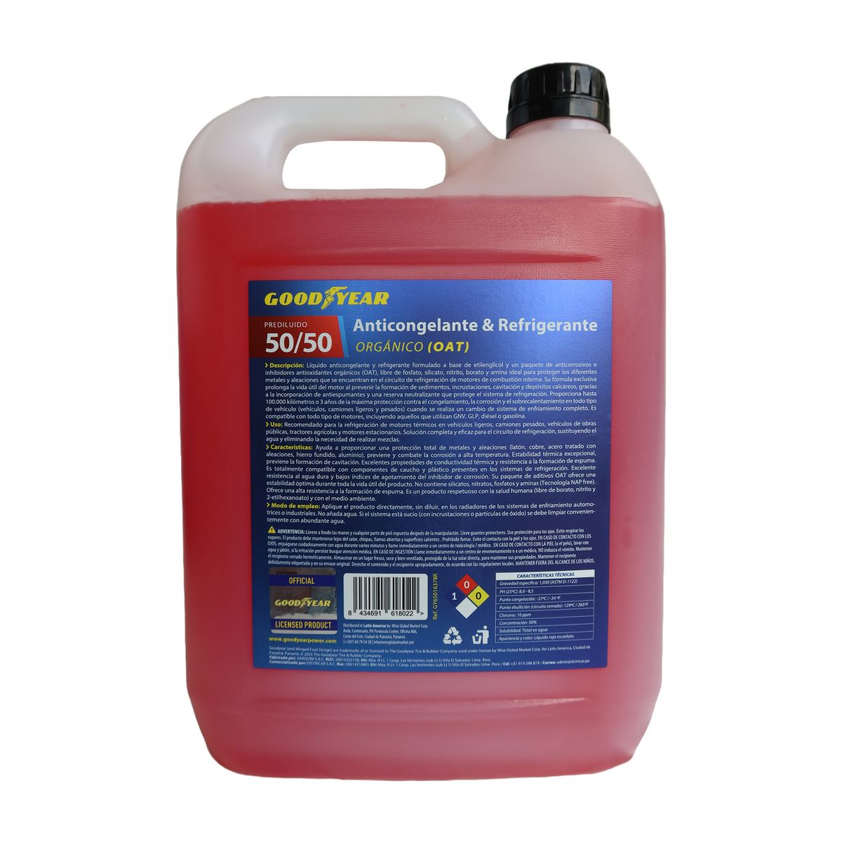 GOODYEAR - Refrigerante Anticongelante 50% Red Oat 1 Galón