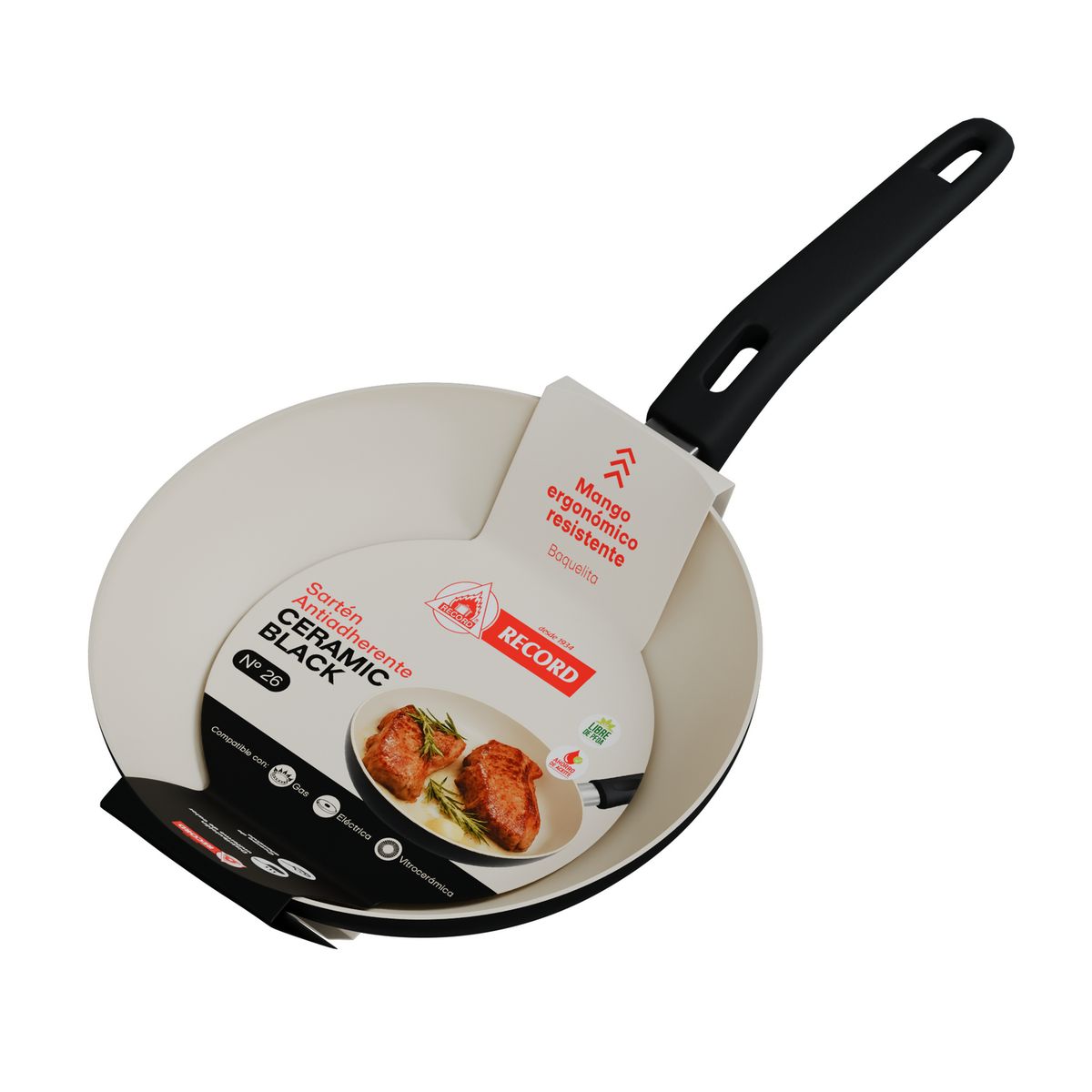 RECORD - Sartén Cerámica 28cm Negro
