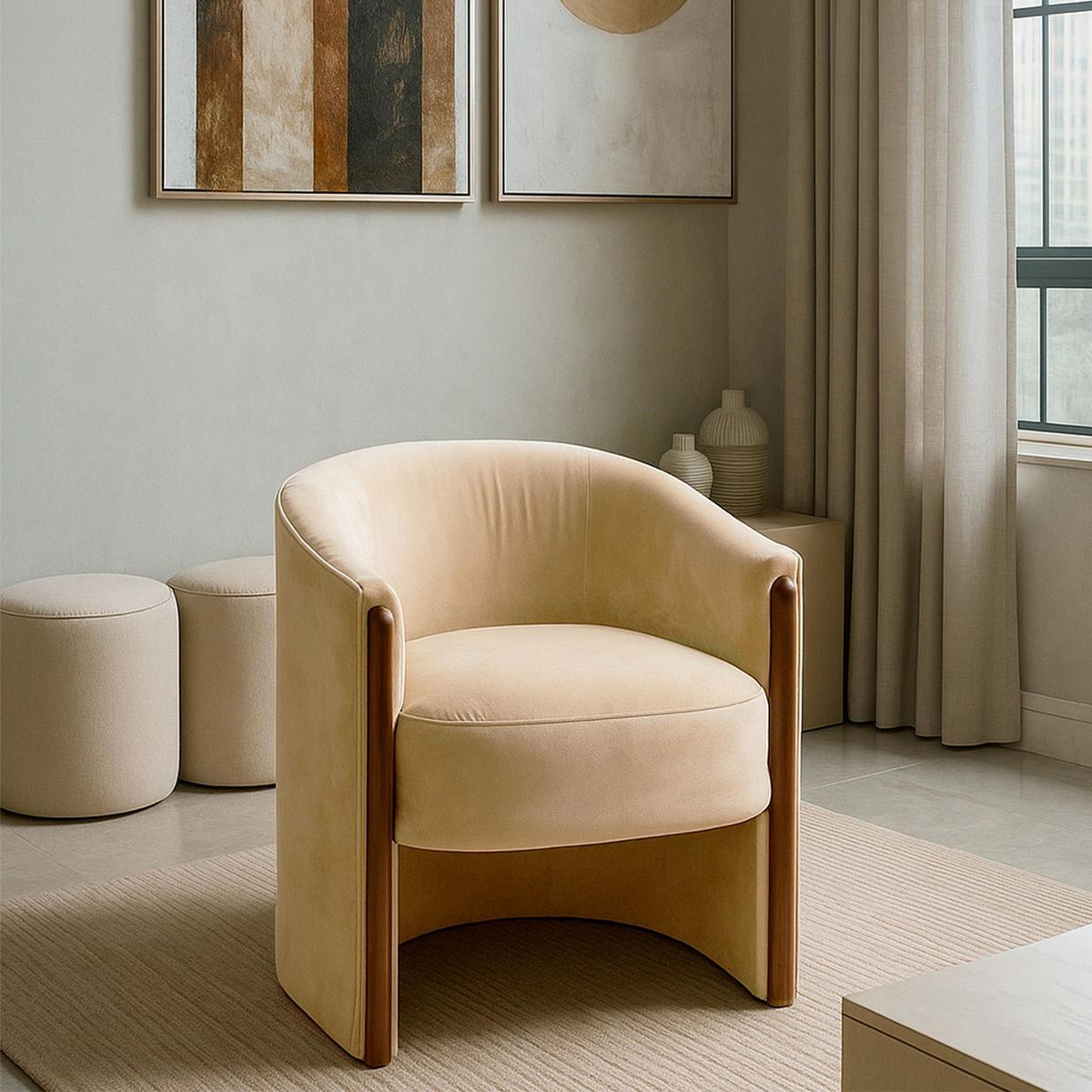 CASA BELLA - Sofá 1 Cuerpo Agatha 66x80x67cm Beige