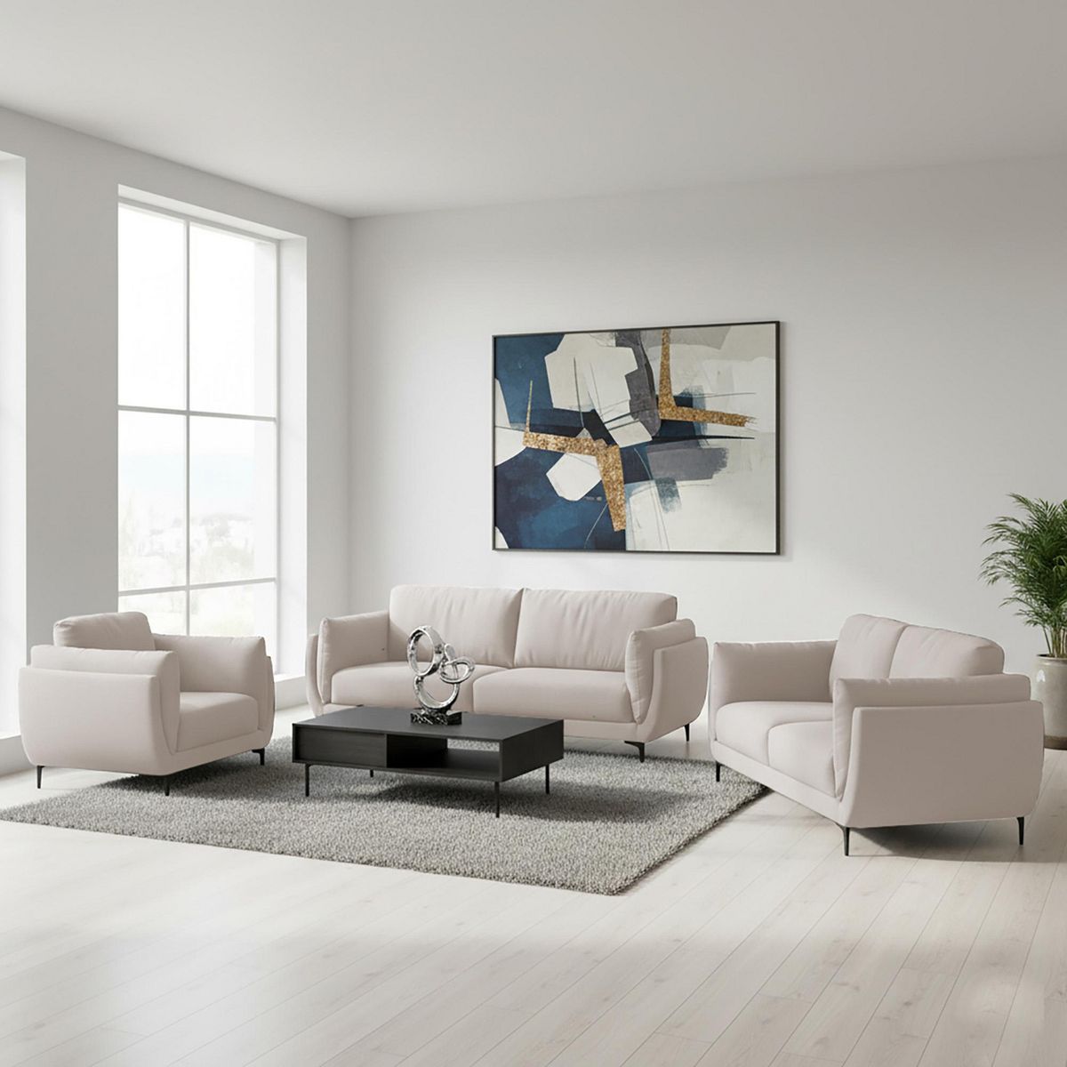 CASA BELLA - Sofá 6 Cuerpos Maelis 200x89x80cm Beige