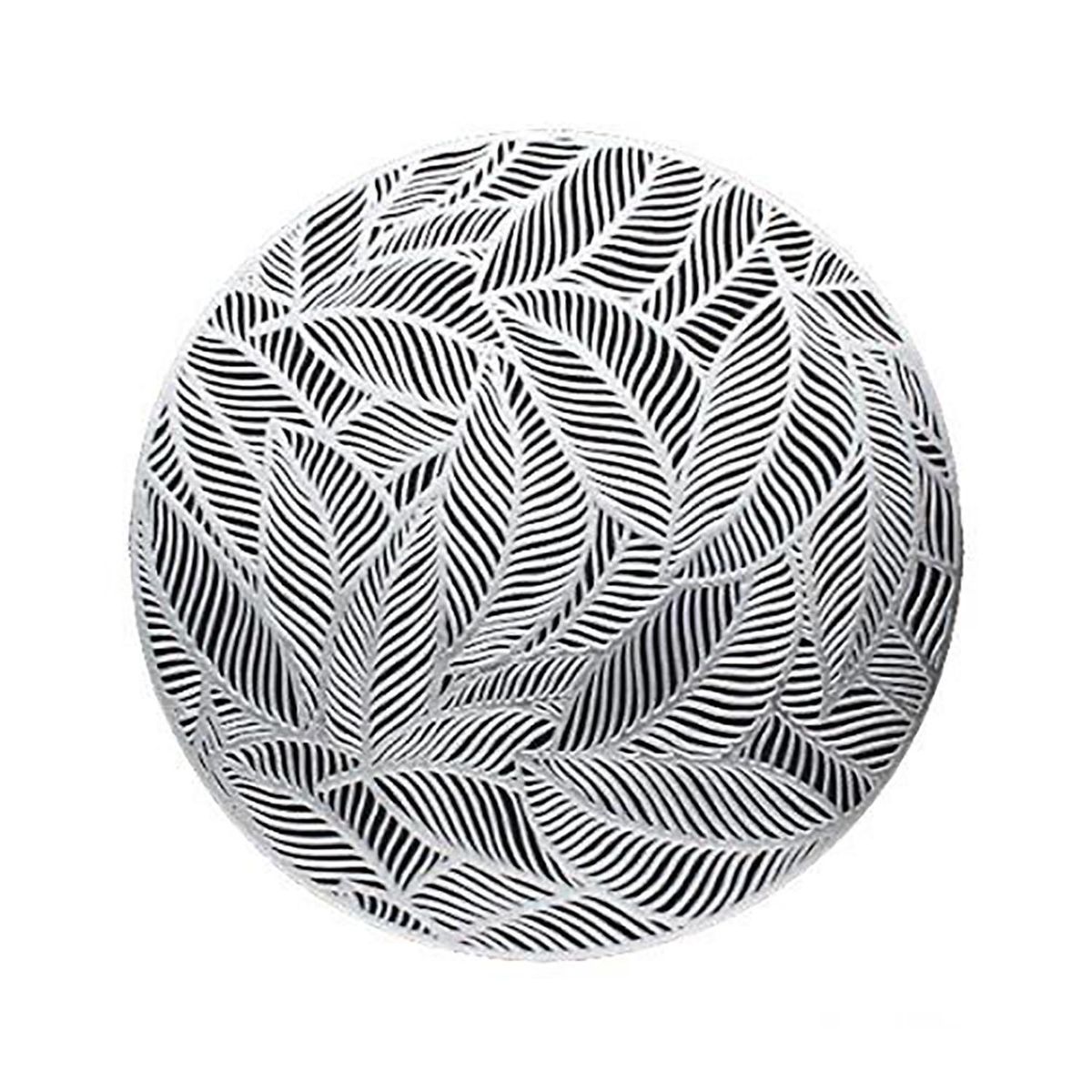 DOS POR MEDIO - Individual Hojas Redonda 38x38 PVC Plata