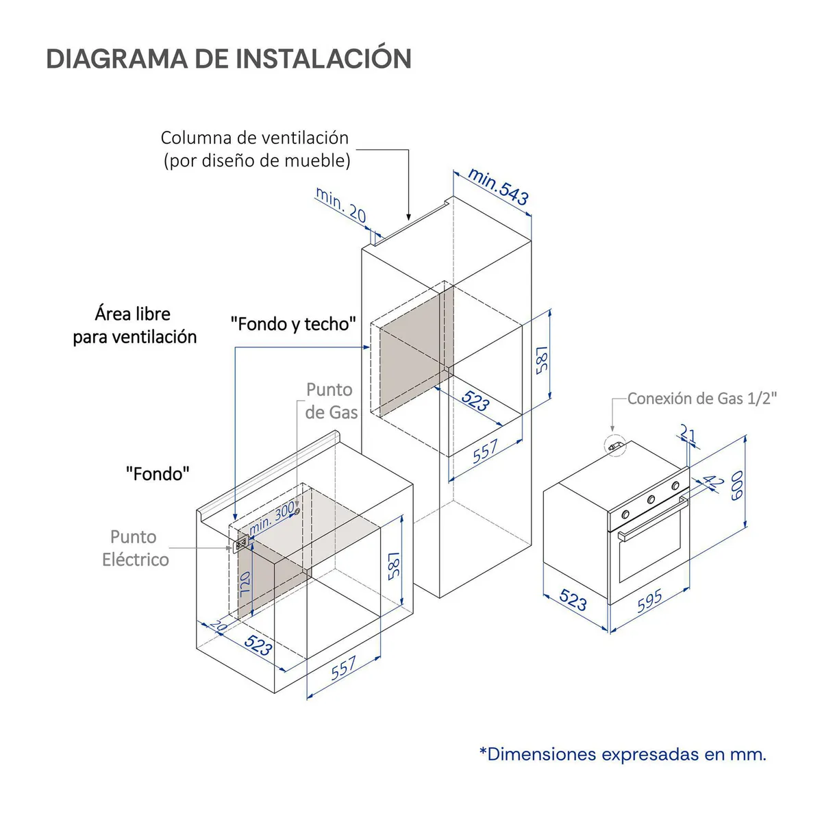 SOLE - Horno Empotrable Mix 60cm 66lt