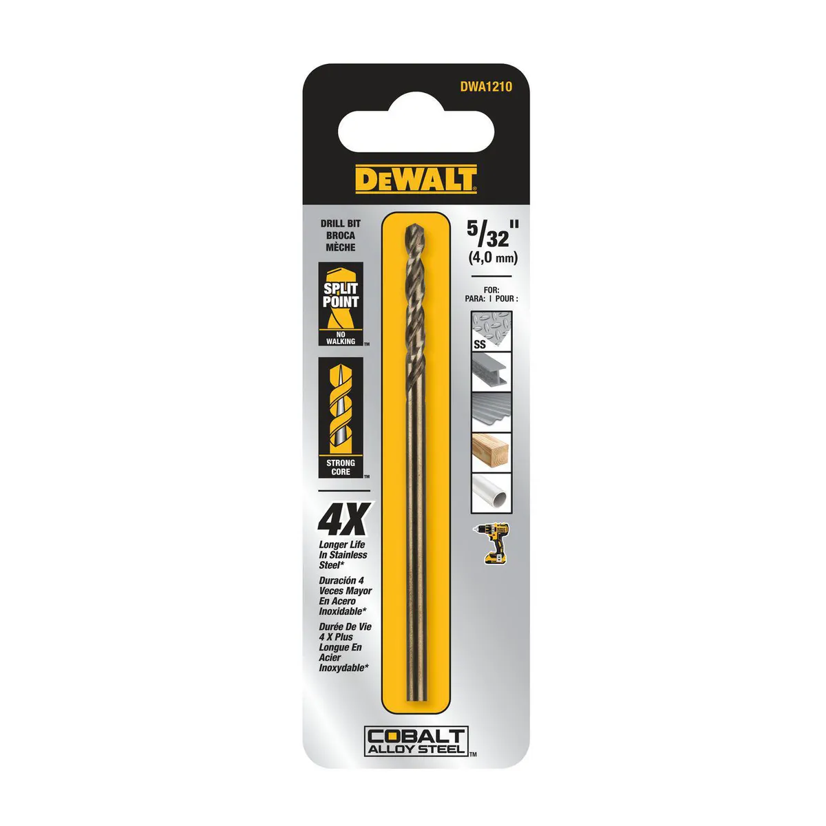 DEWALT - Broca cobalto 5/32" x 3 1/8" DWA1210 DeWALT.