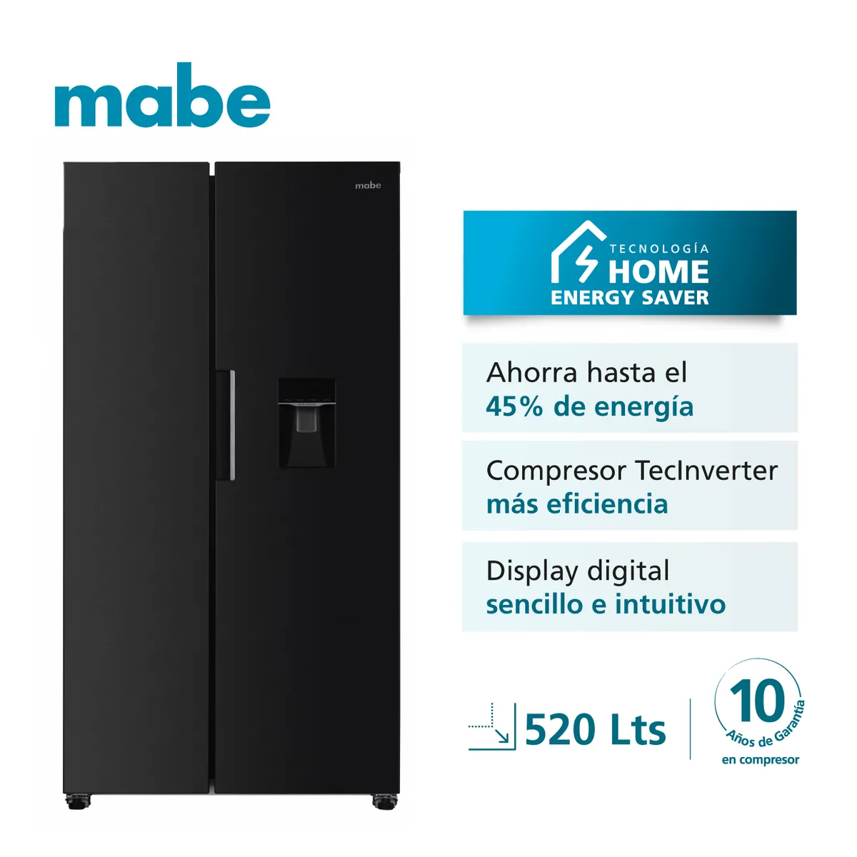 Refrigeradora Side by Side No Frost 520 Litros Black Steel MSD565QMLSP0, marca Mabe - Foto Principal