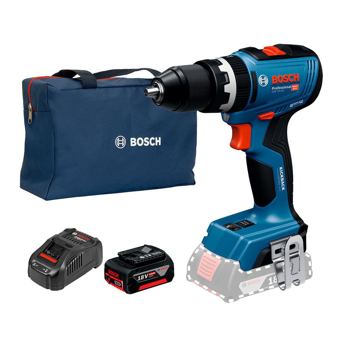 Taladro Percutor GSB 18V-65 +Batería + Cargador + Maletín boshc, marca BOSCH - Foto Principal