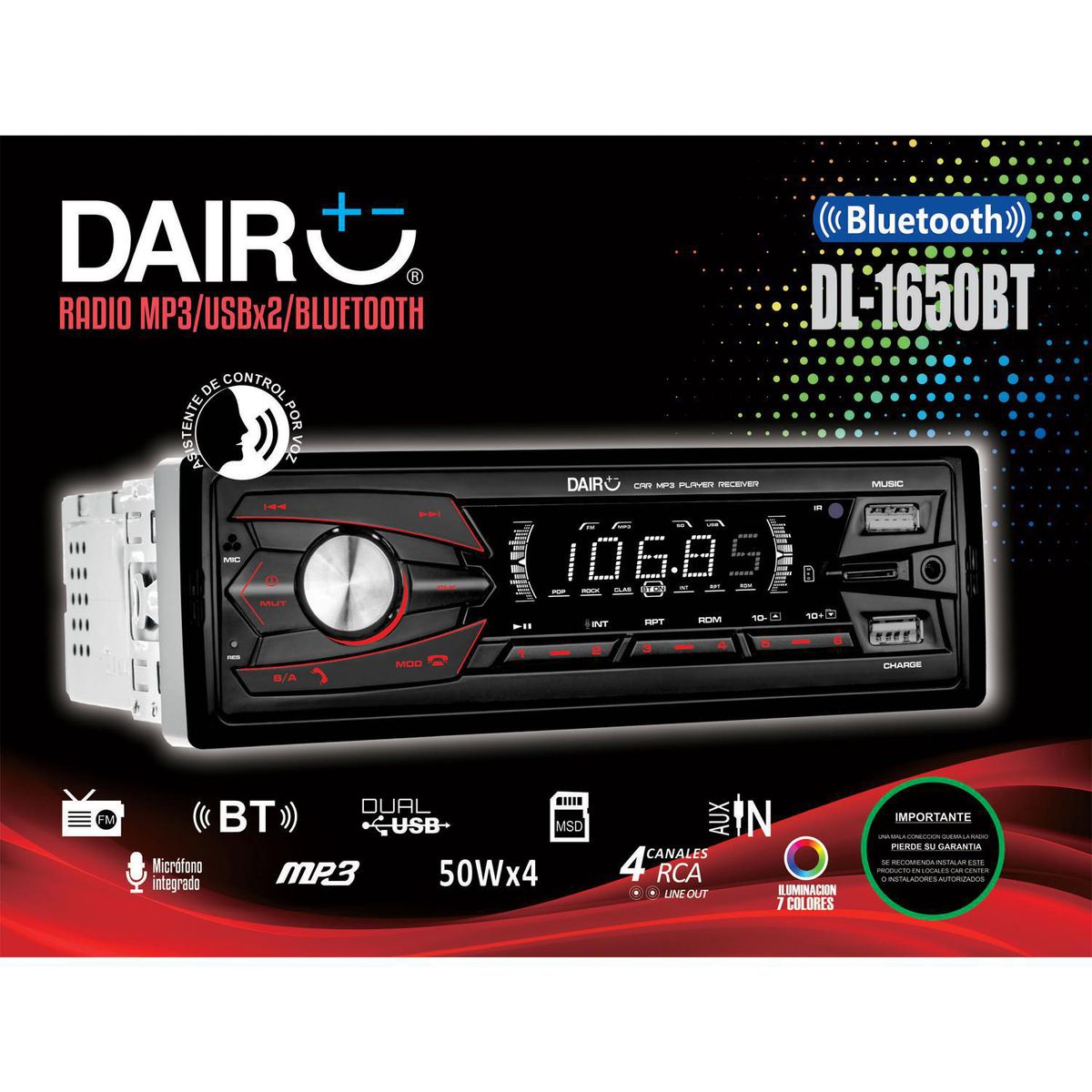 DAIRU - Radio Dairu Con MP3, Doble Puerto USB Y Bluetooth.