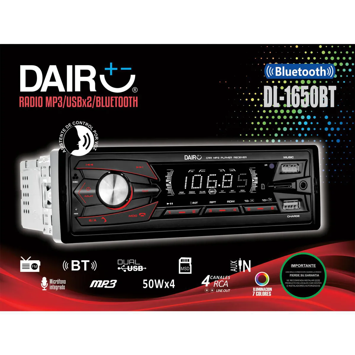 DAIRU - Radio Dairu Con MP3, Doble Puerto USB Y Bluetooth.