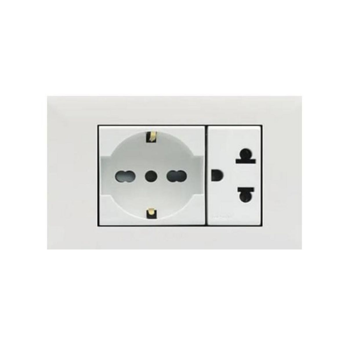 ABB - Toma Schuko+ Euroamericano con Tierra Color Blanco ABB.