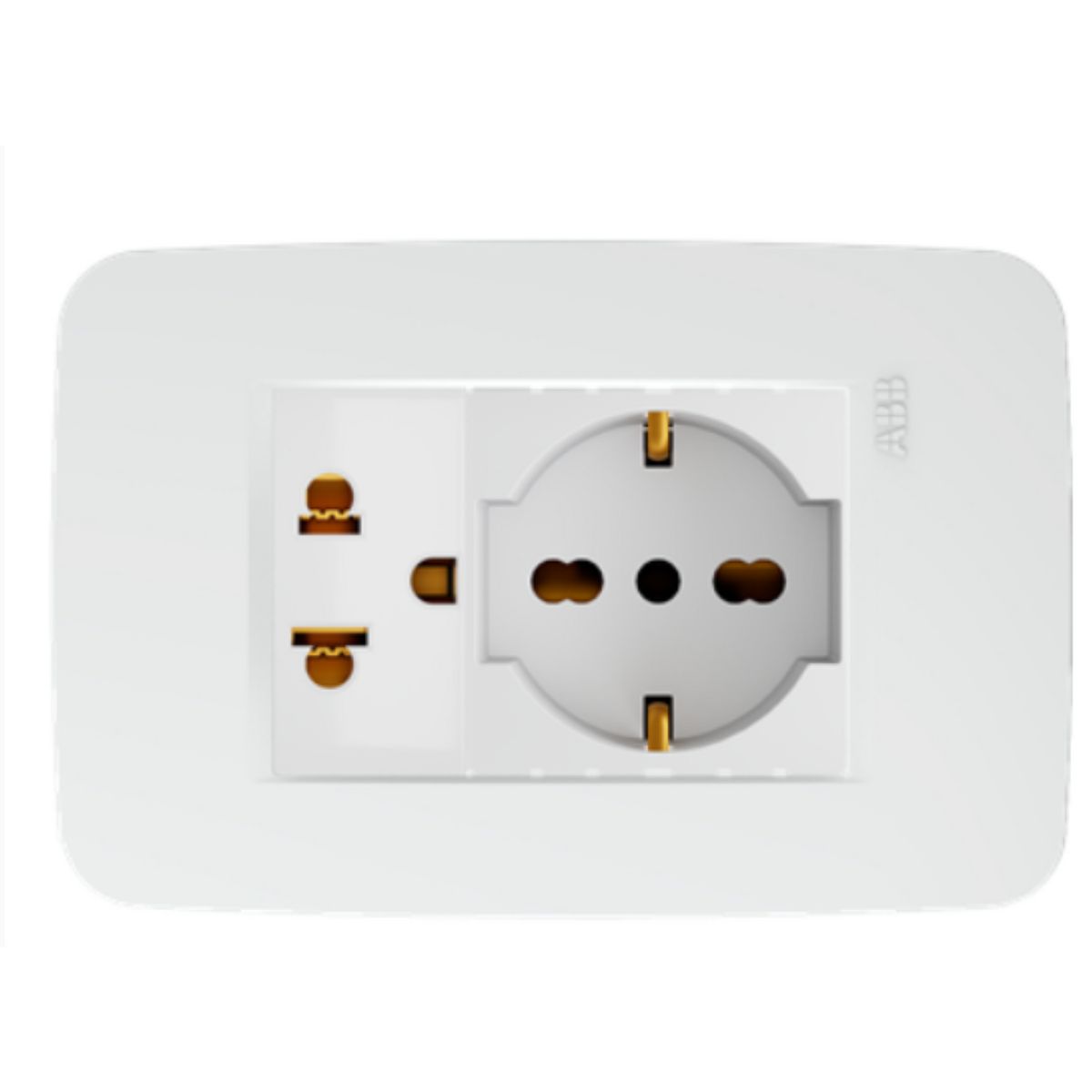 ABB - Toma Schuko+ Euroamericano con Tierra Color Blanco ABB.