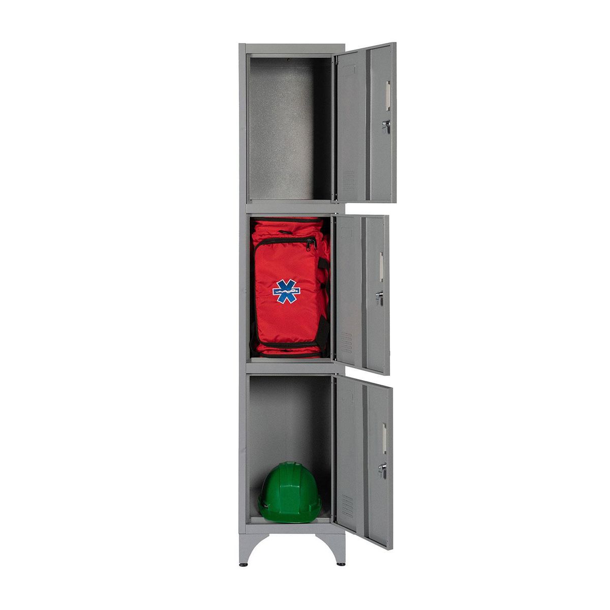 MALETEK - Locker Metálico MK1-03 3 Puertas Porta Candado.