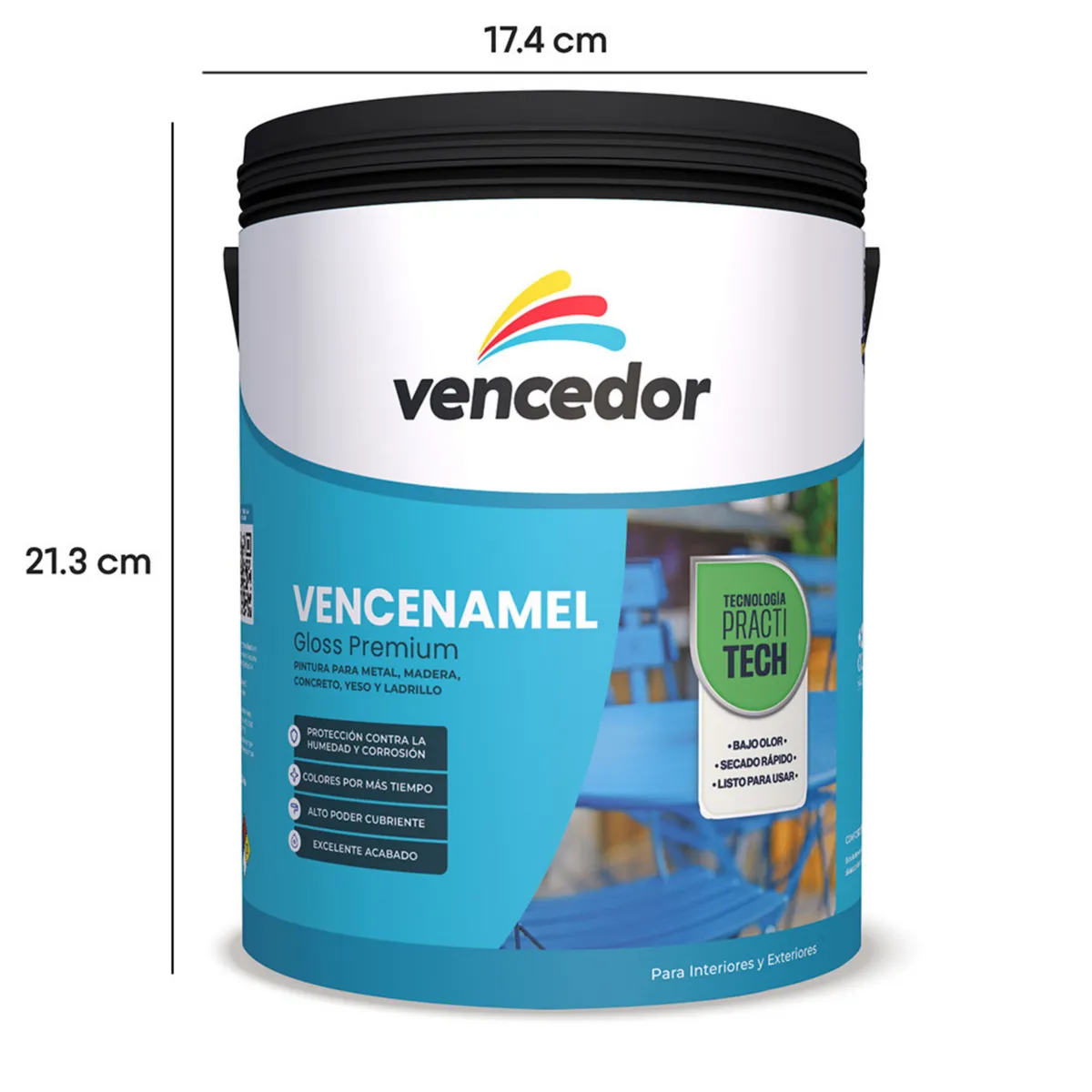 Gloss Vencedor Practitech Negro Mate 3.6 Litros., marca VENCEDOR - Foto 2