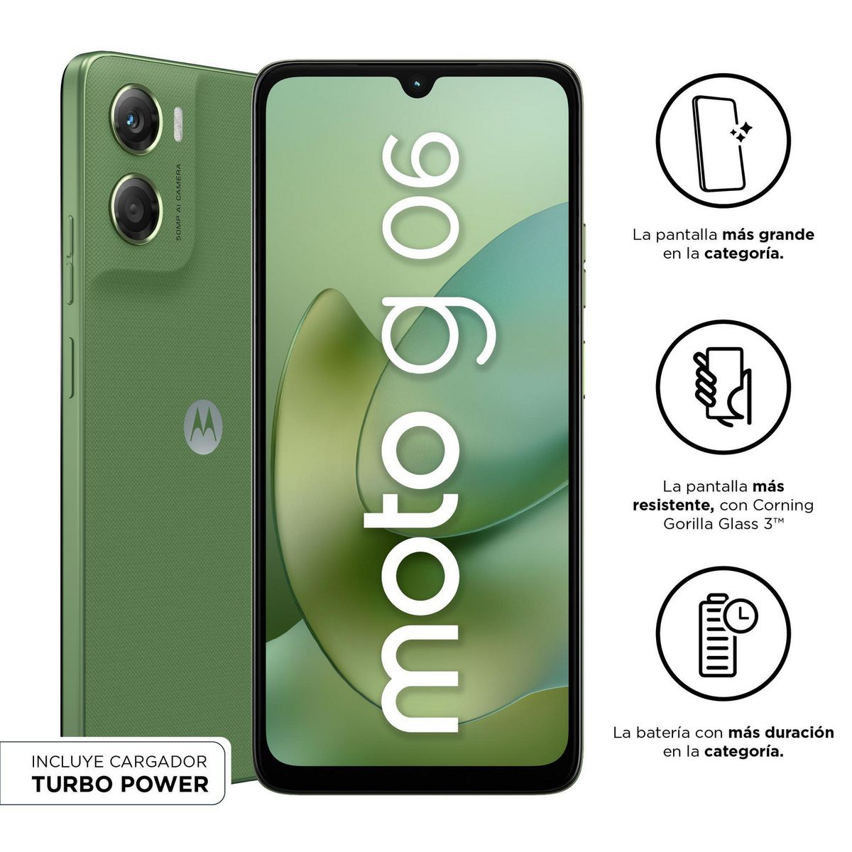 MOTOROLA - Celular Motorola G06 4GB+128GB Tendril Verde