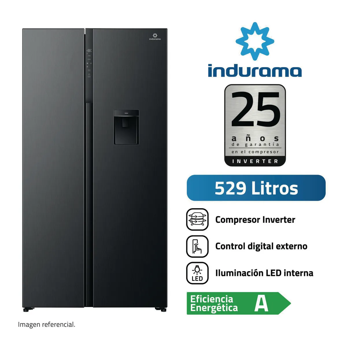 INDURAMA - Refrigeradora 529 Litros Negro RI-795DNI.