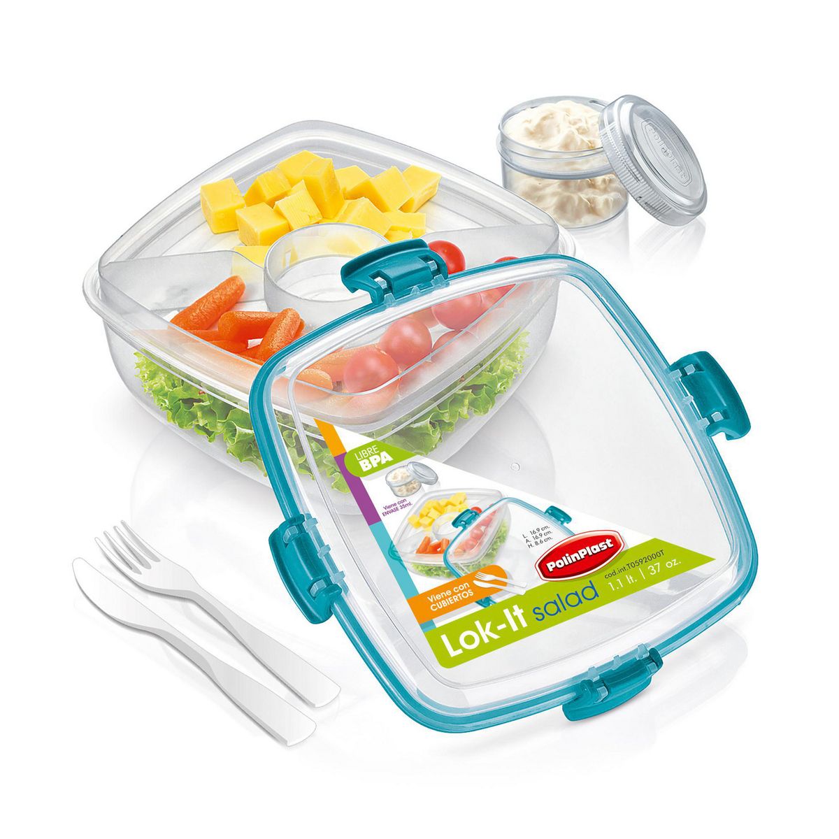 POLINPLAST - Taper Lok-it Salad 1100ml Surtido.