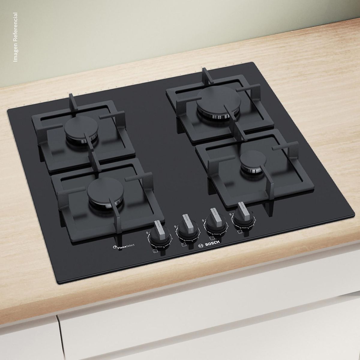 BOSCH - Encimera Gas Natural 4 Platos Negro PPP6A6B20 NG