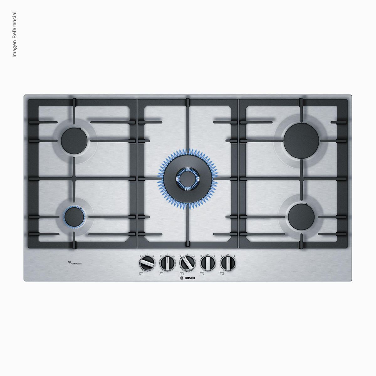 BOSCH - Encimera Gas Natural 5 Platos Acero PCR9A5B90 INOX