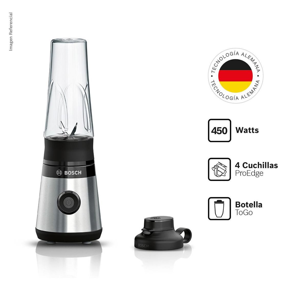 Bosch - Licuadora Miniblender 0.6lt Inoxidable MMB2111M.