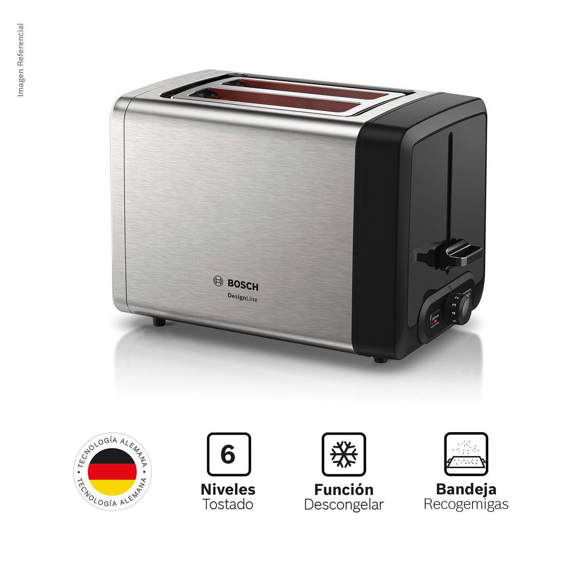 Bosch - Tostadora 2 Rebanadas Acero Inoxidable TAT4P420