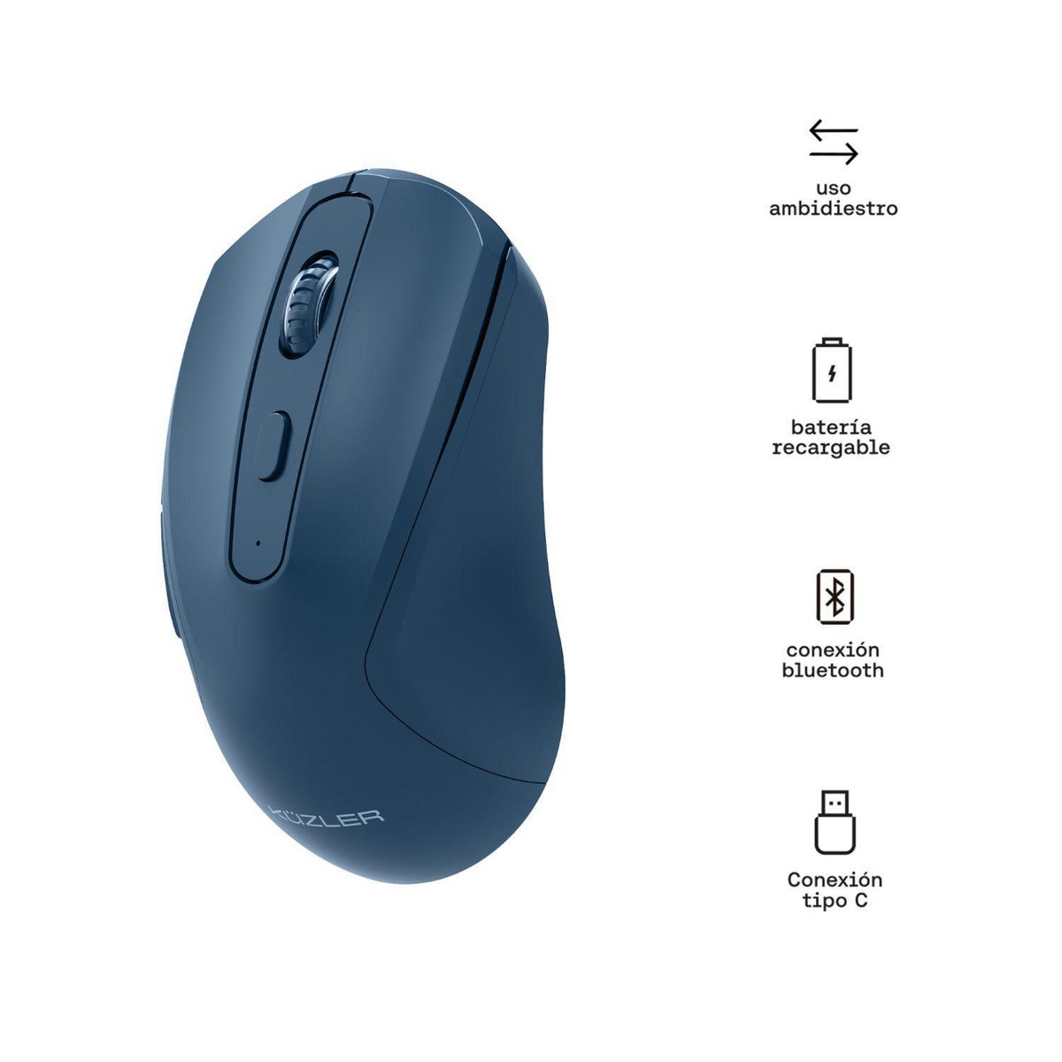 KUZLER - Mouse Azul Bluetooth Silencioso Fonz