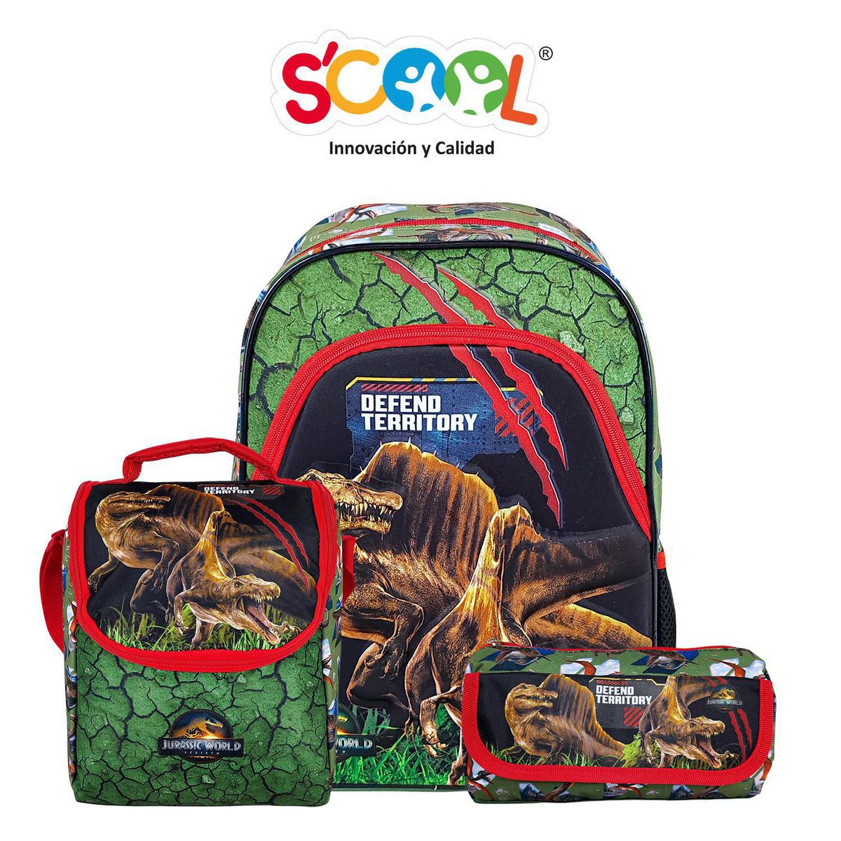 SCOOL - Mochila Niño Set 3 Piezas Jurassic World