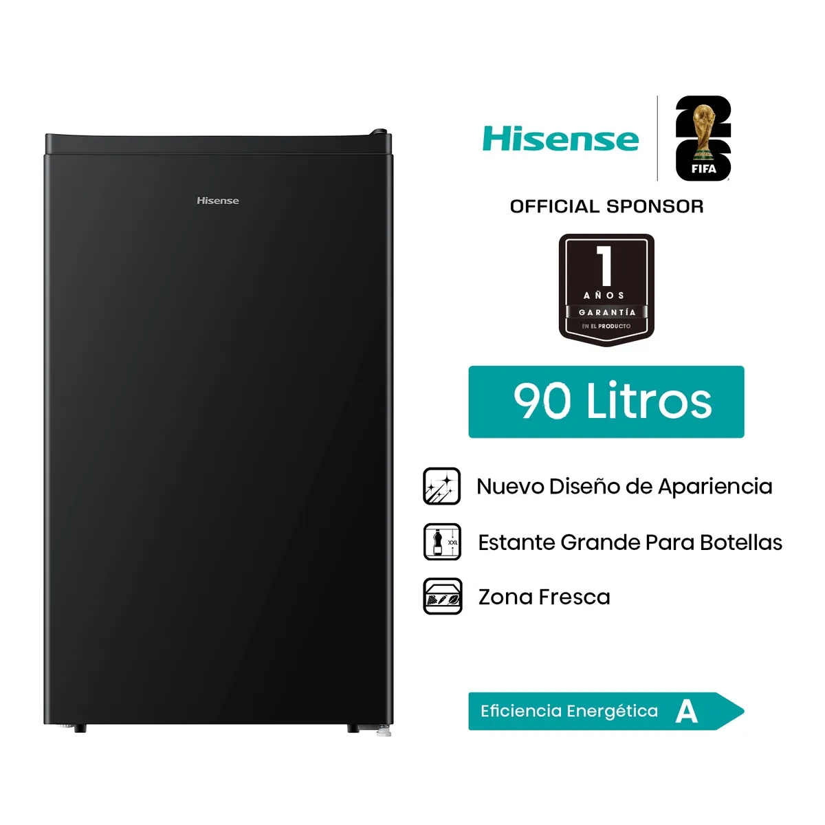 HISENSE - Frigobar Hisense 90 Litros Negro RR121NB2A.