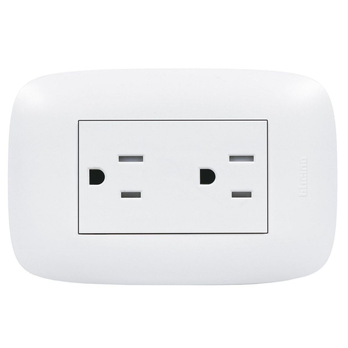 BTICINO - Tomacorriente Doble Americano P/T Domino Sencia Blanco