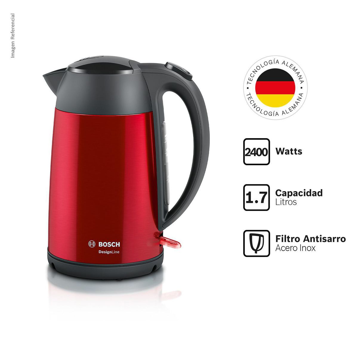 Bosch - Hervidor Designline 1.7 Litros TWK3P424 Rojo