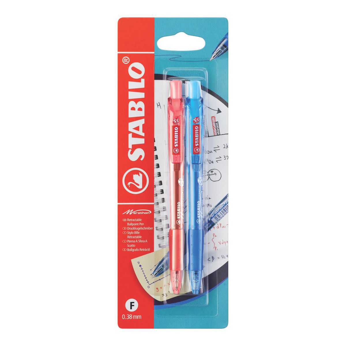 STABILO - Lapiceros Marathon Blister 2und Azul y Rojo.