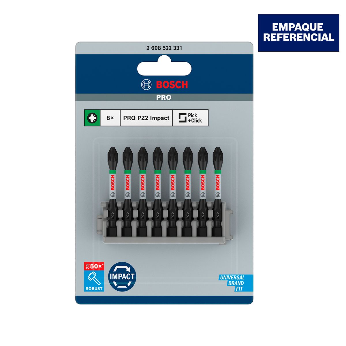 BOSCH - Set Puntas Impacto PZ2 8 Unidades 55mm.