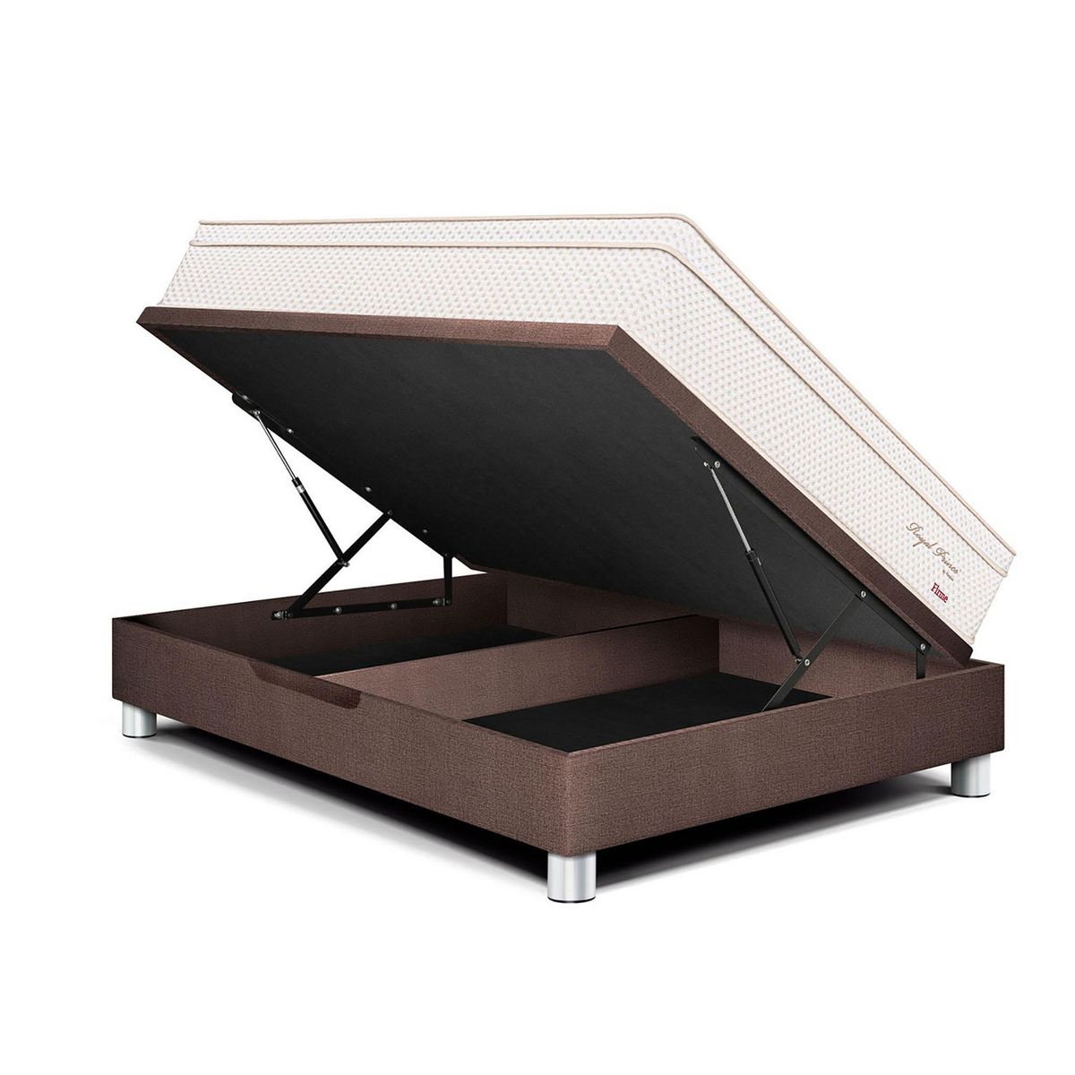 PARAISO - Cama Boxet Royal Prince Firme 2 Plazas Chocolate + 2 Almohadas Viscoelásticas