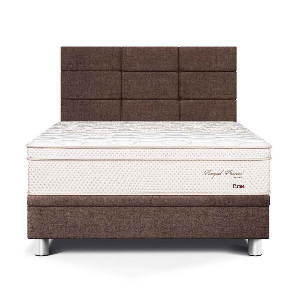 PARAISO - Dormitorio Boxet Blocks Royal Prince Firme 1.5 Plazas Chocolate + 1 Almohada + 1 Protector