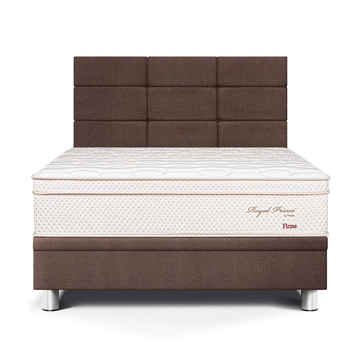 PARAISO - Dormitorio Boxet Blocks Royal Prince Firme 1.5 Plazas Chocolate + 1 Almohada + 1 Protector