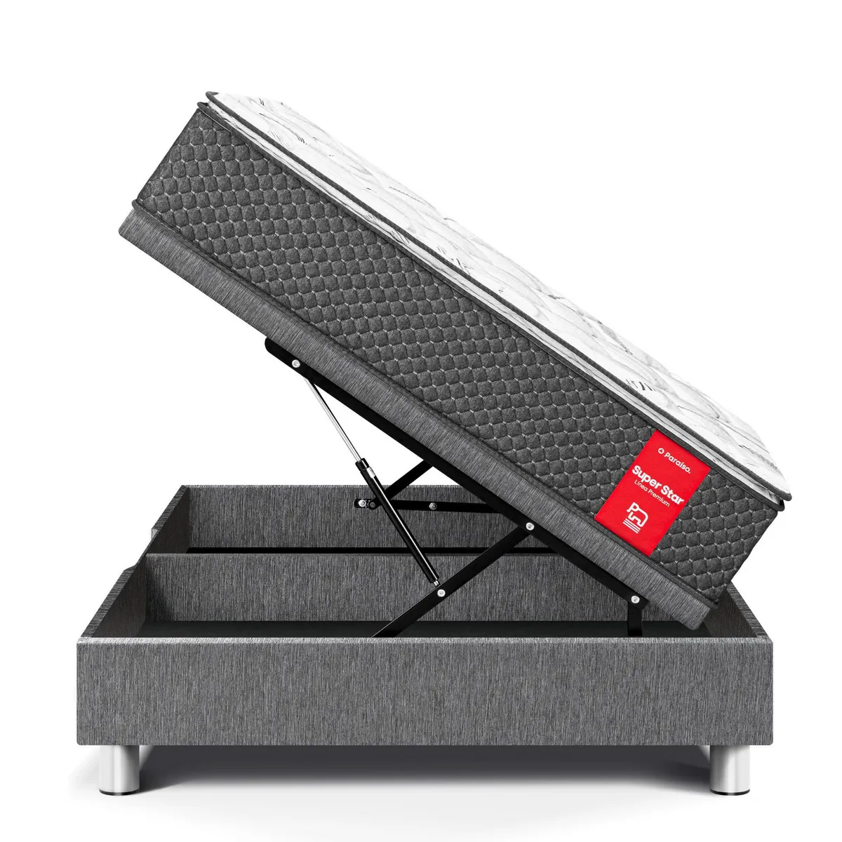 PARAISO - Cama Boxet Super Star 1.5 Plazas Gris