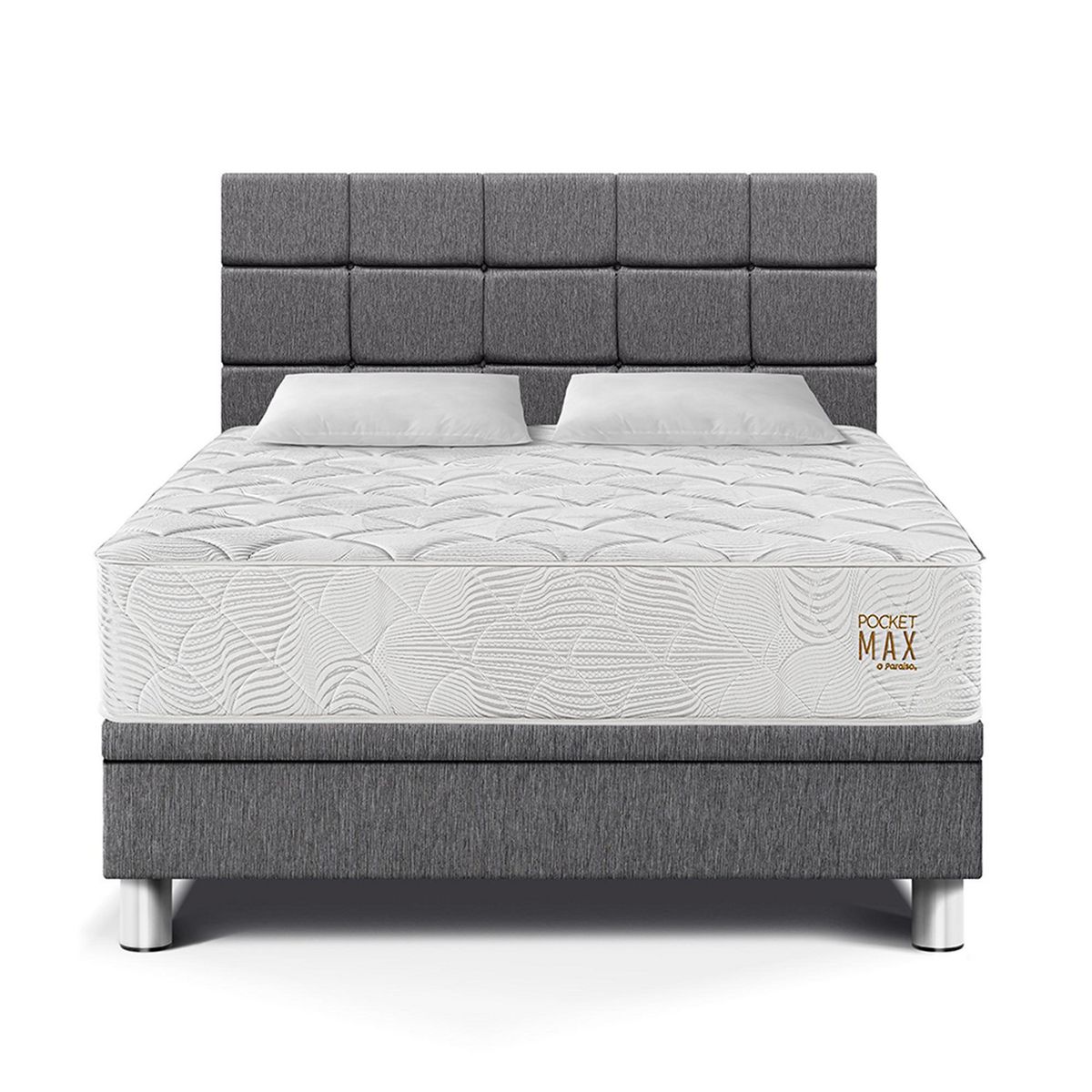 Dormitorio Boxet Blocks Pocket Max Queen Gris, marca PARAISO - Foto Principal