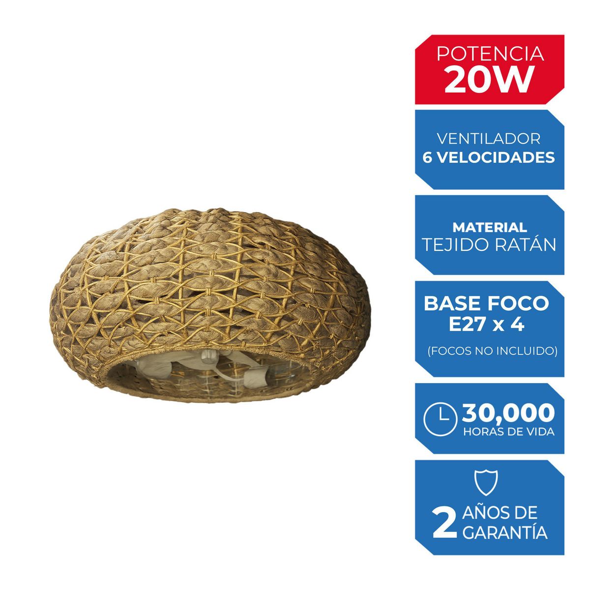 ILUMA - Ventilador Lámpara Ratan