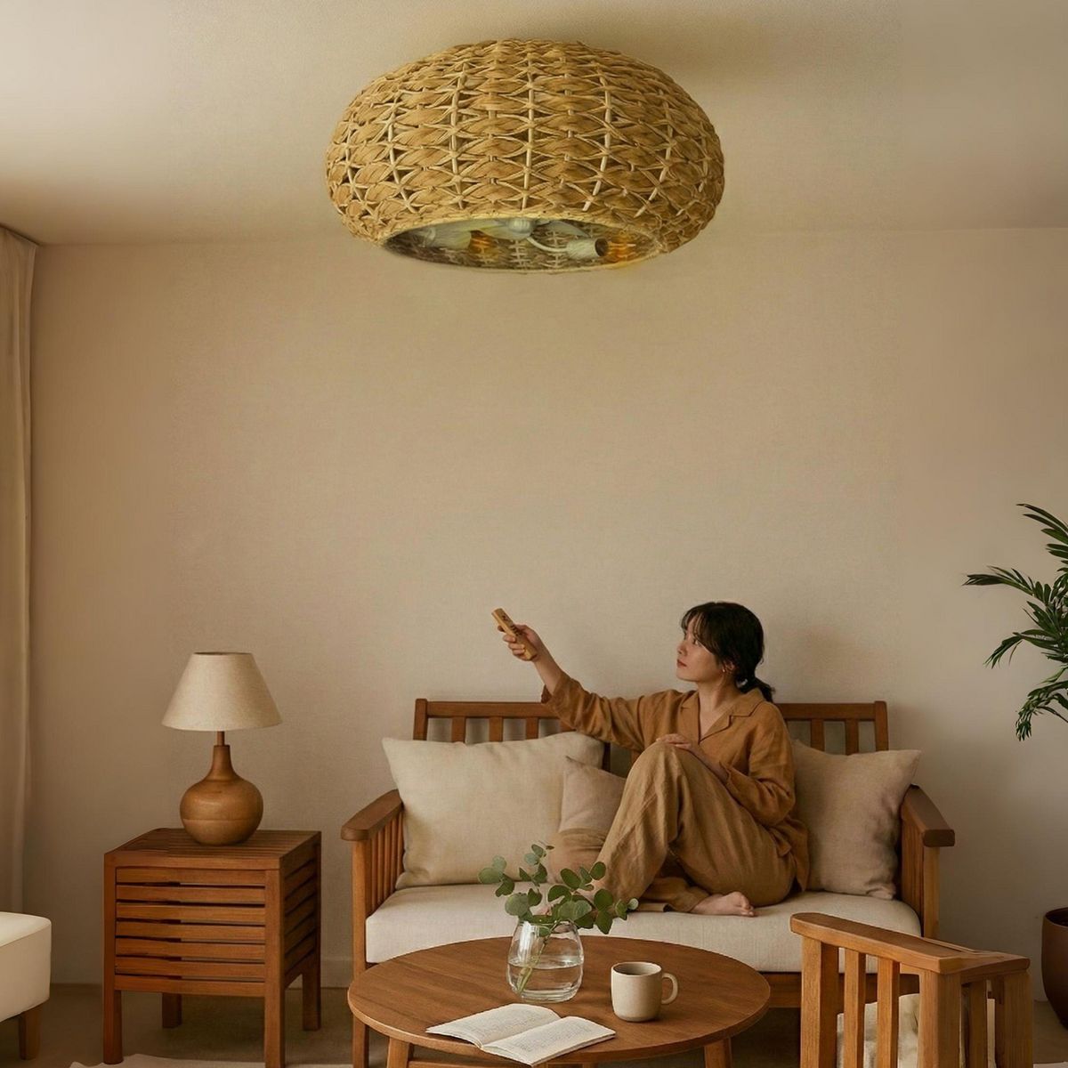 ILUMA - Ventilador Lámpara Ratan