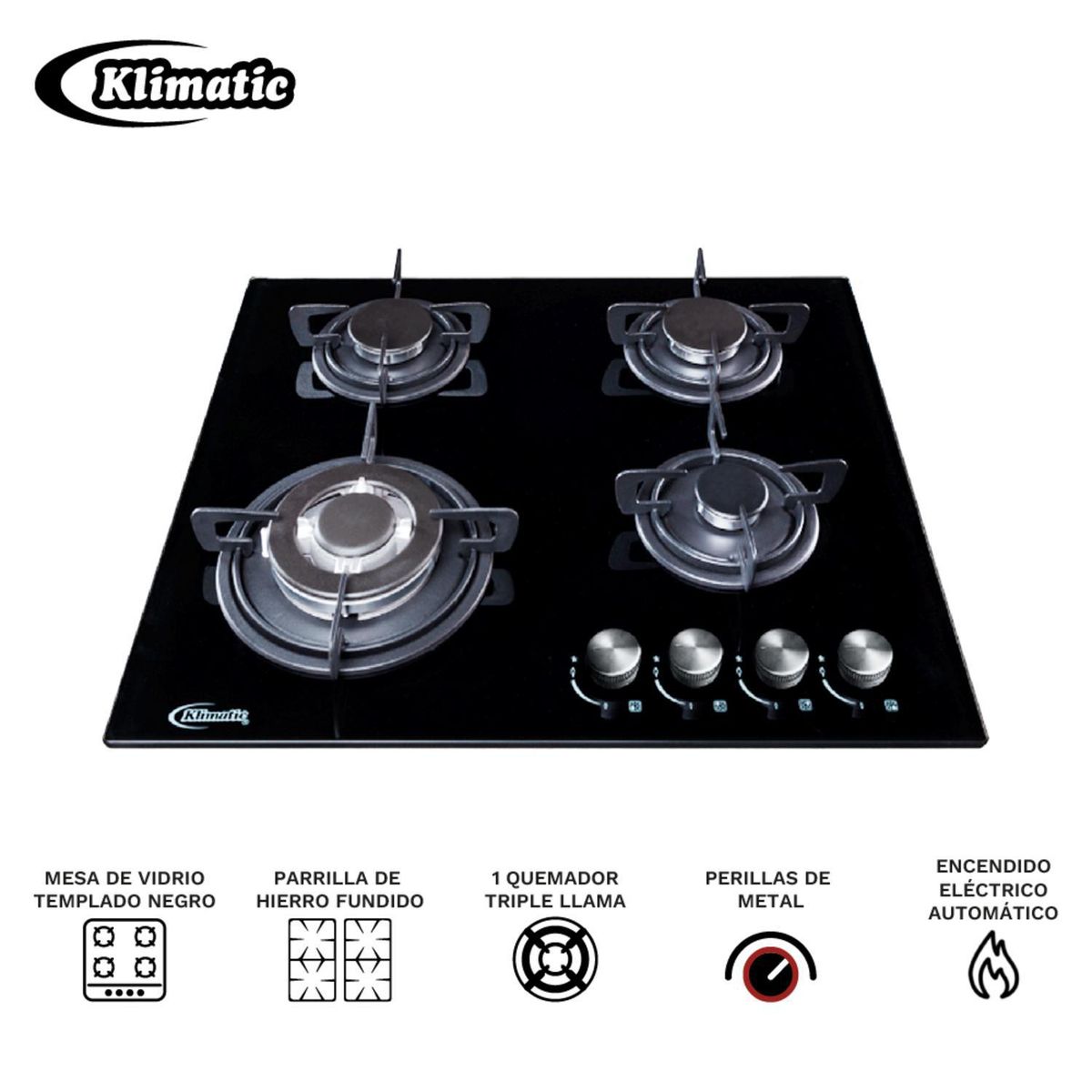 KLIMATIC - Cocina Empotrable a Gas 4 Platos HOF..