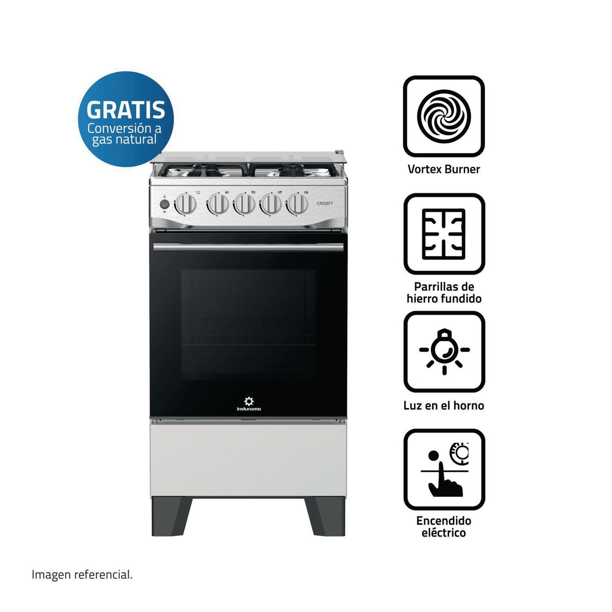 INDURAMA - Cocina a Gas 4 Platos Nueva Cassatt