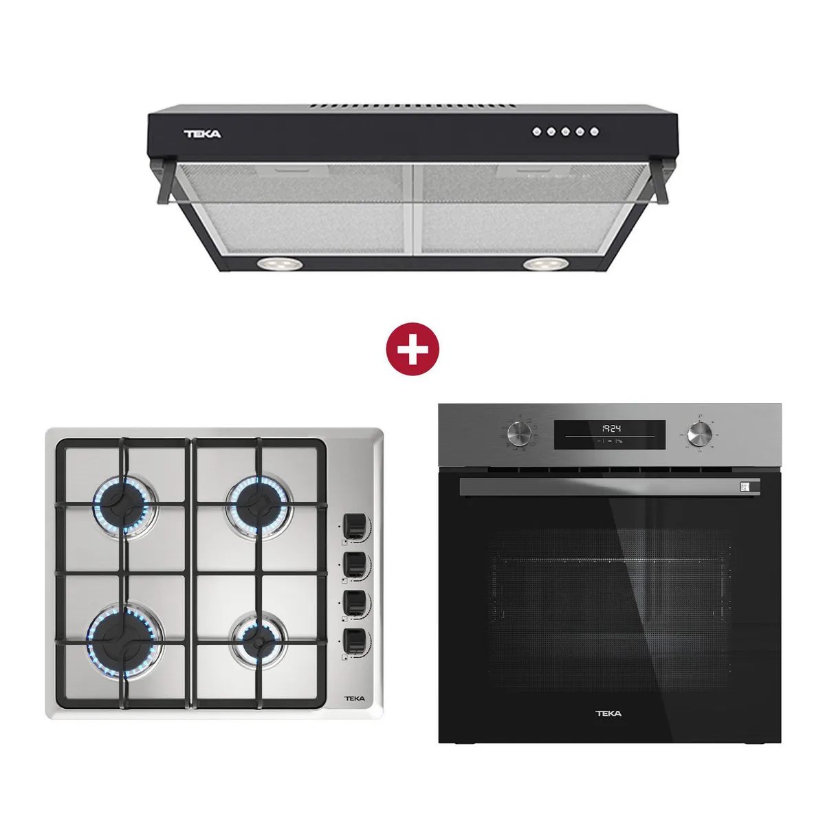TEKA -  Combo Cocina Encimera HLX640 + Campana Extractora CX6212 + Horno Multifunción HSB6350
